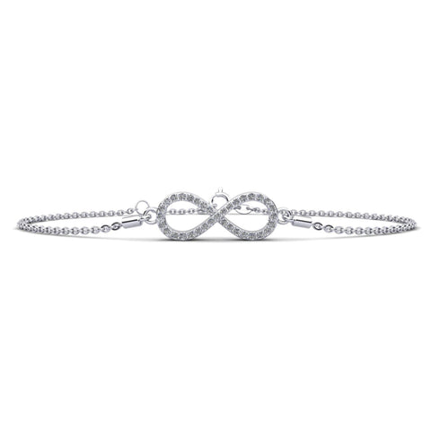 Infinity Pave Diamond Charm Bracelet in 14K