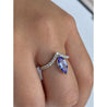 Marquise Cut Tanzanite Curved Ring in 18k White Gold