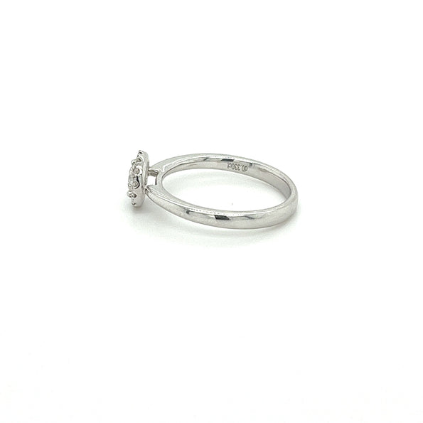 Natural 0.22 Carat Round Cut Diamond Ring in 14K White Gold & Diamond Halo