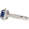 Natural 1.45 Carat Oval Cut Blue Sapphire and Diamond Halo 18k White Gold Ring