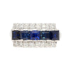 Natural 2.28 Carat Blue Sapphire & Diamond Cluster 5 Stone Platinum Ring