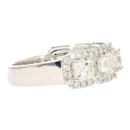 Natural 2.75 CTTW Asscher Cut Diamond Crown Engagement Ring in 18K White Gold