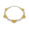 Natural 35 Carat Pink, White, & Yellow Diamond 18K Three Tone Necklace Choker