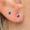 Natural 3mm Black Sapphire Stud Earrings