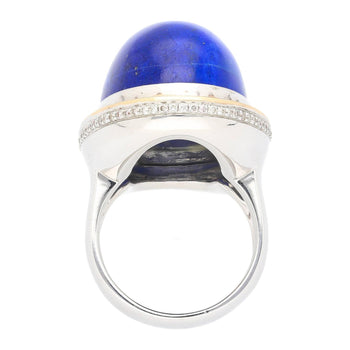 Natural 47.01 Carat Blue Lapis Lazuli in 18K Rose & White Gold Oval Bezel Ring – Assay Jewelers