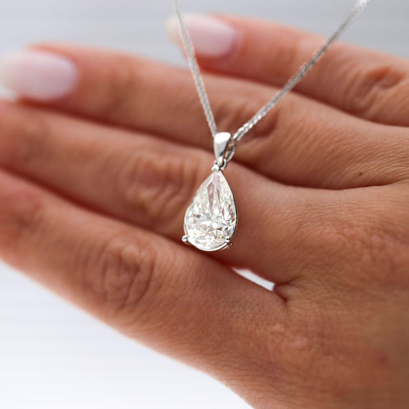 Natural 5.02 Carat Pear Cut Diamond G/SI2 Solitaire Pendant Necklace