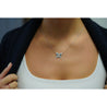 Natural Blue and White Diamond Cluster Butterfly Charm Floating Pendant Necklace