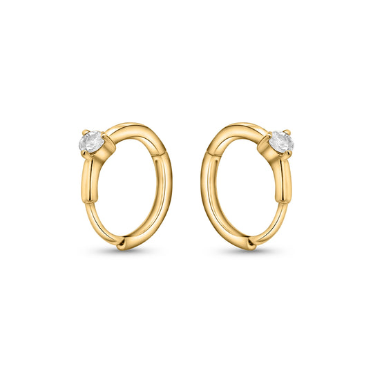 Natural Diamond 14K Huggie Hoop Earrings Multi Ear Placement