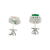 Natural Diamond and Emerald Heart Cut Mirrored Drop Earrings in 18k White Gold