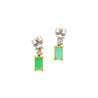 Natural Elongated Emerald and Diamond Drop Earrings in 18K Gold