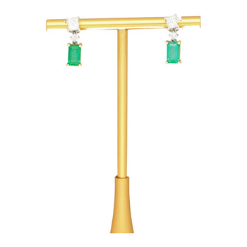 Natural Elongated Emerald and Diamond Drop Earrings in 18K Gold – Assay Jewelers