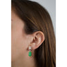 Natural Elongated Emerald and Diamond Drop Earrings in 18K Gold