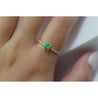 Natural Emerald Square Cut Thin Ribbed Band Stacking Ring in 18K Yellow Gold