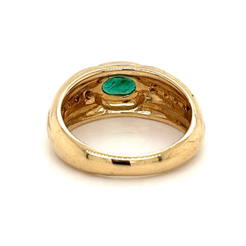 Natural Emerald and Diamond Gold Bezel Set Unisex Ring in 14K Gold – Assay Jewelers