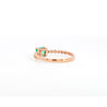 Natural Emerald and Diamond Ribbed Shank Thin Stacking Ring in 18K Rose Gold