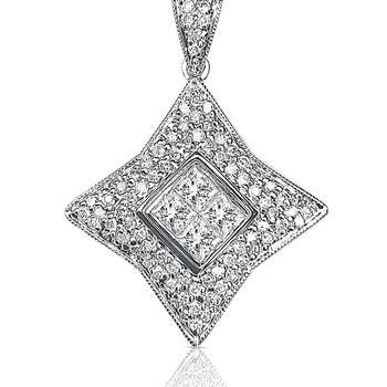 Natural Princess Cut White Gold Diamond Star Necklace in 18k White Gold – Assay Jewelers