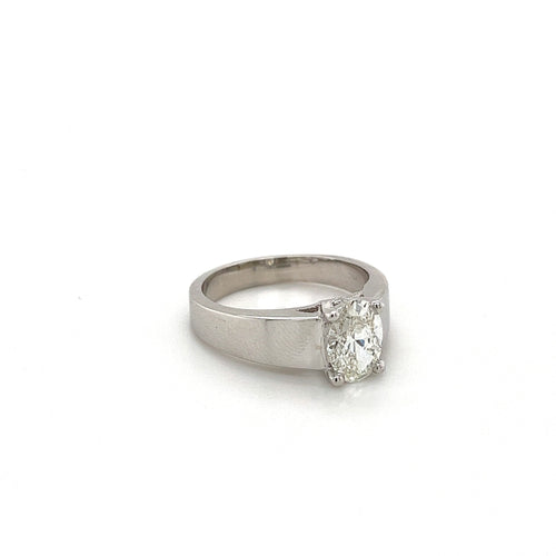 Oval Cut Lab Grown Diamond Wide Band 14K White Gold Ring