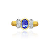 Oval Cut Violet Tanzanite in 14k Solid Gold Bowtie Ring