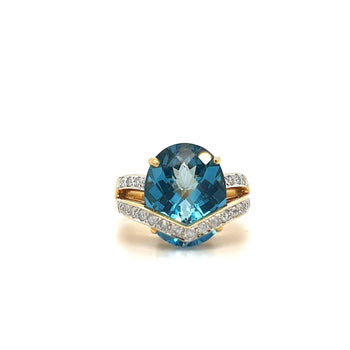 Overlap Bypass Blue Topaz and Diamond Cocktail Ring for Women – Assay Jewelers