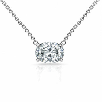 1-3 Carat Oval Diamond East West 14K Gold Floating Pendant Necklace – Assay Jewelers