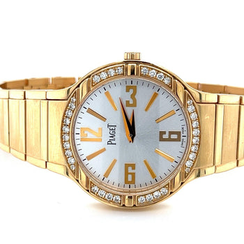 Piaget Polo Ladies 32mm Watch in 18K Yellow Gold With Diamond Bezel and Piaget Papers – Assay Jewelers