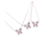 Pink Sapphire and Diamond Butterfly 14K White Gold Floating Pendant Necklace