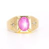 Pink Star Sapphire & Diamond 14K Gold Unisex Statement Ring