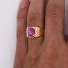 Pink Star Sapphire & Diamond 14K Gold Unisex Statement Ring