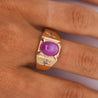 Pink Star Sapphire & Diamond 14K Gold Unisex Statement Ring