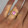 Pink Star Sapphire & Diamond 14K Gold Unisex Statement Ring