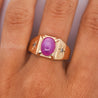 Pink Star Sapphire & Diamond 14K Gold Unisex Statement Ring