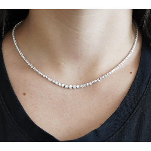 Platinum 3 Carat Diamond Graduated Tennis Choker Necklace