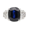 Platinum 7.52 Carat Cushion Cut Blue Sapphire and Diamond Engagement Ring