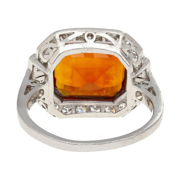 Platinum Vintage Retro 4.42 Carat Citrine Bezel & Diamond Halo Ring – Assay Jewelers