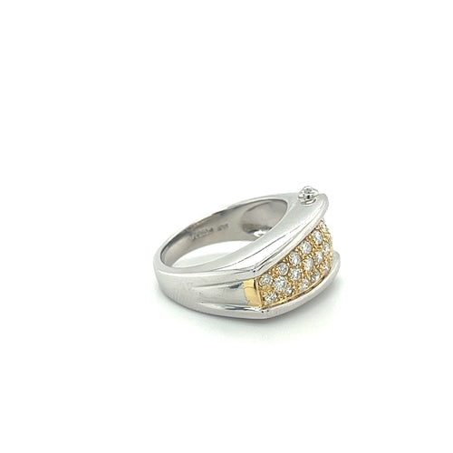 Platinum and 18K Gold Unisex Natural Diamond Pinky Ring