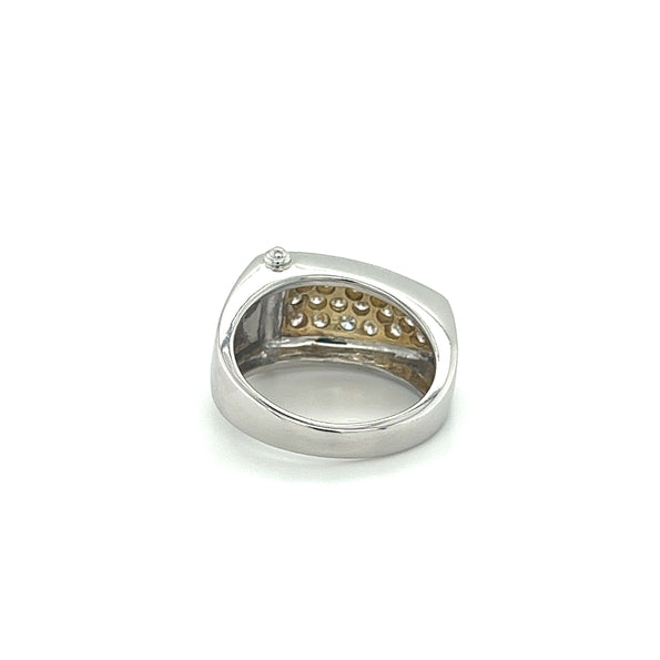Platinum and 18K Gold Unisex Natural Diamond Pinky Ring