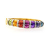 Rainbow Multi-Color Gemstone Baguette 18K Gold Band Bangle Bracelet