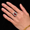 Rare Vivid Red 5.81 Carat Oval Cut Siam Ruby & Diamond Halo Ring