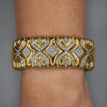 Retro 3 Carat Diamond Italian 18K Gold Vintage Cuff Bangle – Assay Jewelers