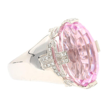 Bague rétro inspirée en kunzite de 20,76 carats en or blanc 18K avec 0,66 CTW en diamants – Assay Jewelers