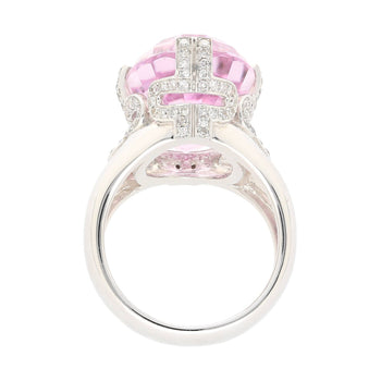 Bague rétro inspirée en or blanc 18K avec kunzite de 20,76 carats et 0,66 CTW en diamants – Assay Jewelers