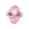 Retro Inspired 20.76 Carat Kunzite Ring in 18K White Gold with 0.66 CTW in Diamonds