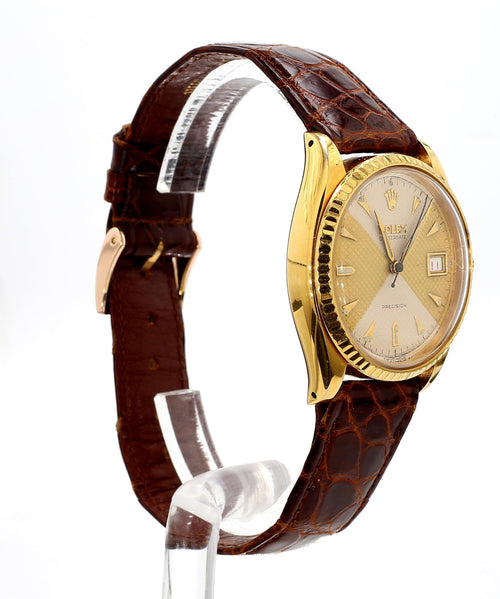 Rolex 34mm Oysterdate Precision 6294 Two Tone Honeycomb Bowtie Gold Watch