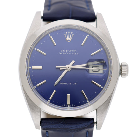 Rolex 6694 Oysterdate Precision Blue Sunburst Dial 34mm Watch