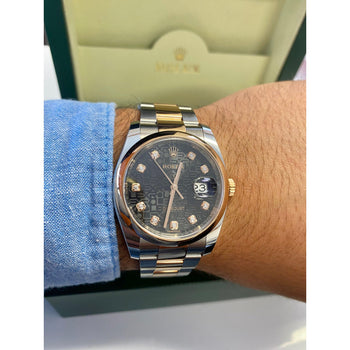Rolex Datejust 36mm Dial and Jubilee Black Dial with Diamond Hour Markers – Assay Jewelers