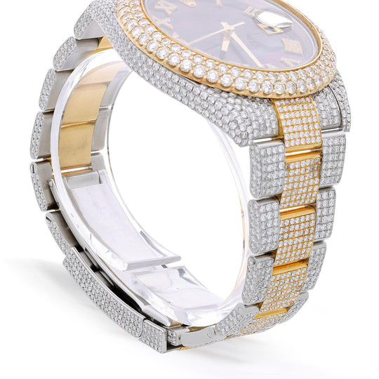 Rolex Datejust 41mm 18K Two-Tone 20 Carat Diamond Bust Down MOP Dial Iced Watch