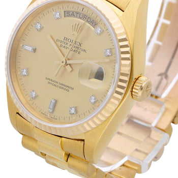 Rolex Day-Date 18038 Champagne Diamond Dial 18K Gold 36mm Circa 1978 Watch – Assay Jewelers