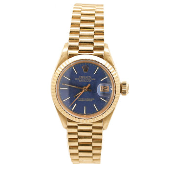 Rolex Lady DateJust 6917 Blue Dial 18K Gold President Bracelet Watch – Assay Jewelers