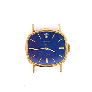 Rolex Orchid Blue Dial 18K Yellow Gold Vintage Cocktail Ladies Watch Face – Assay Jewelers