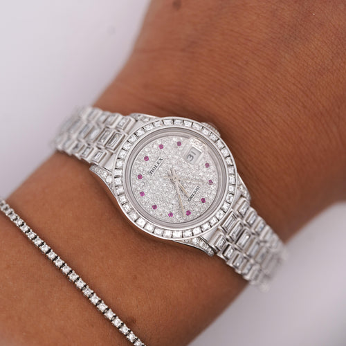 Rolex Platinum DateJust Presidential Watch 15 Carat Diamond 26mm